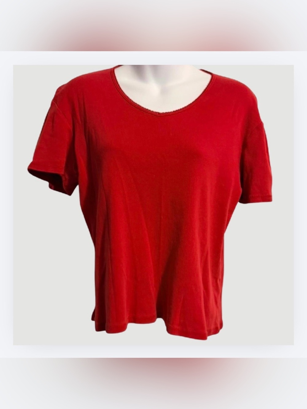 White Stag Women's Red Short-Sleeve Scoop Neck Top, Sz M